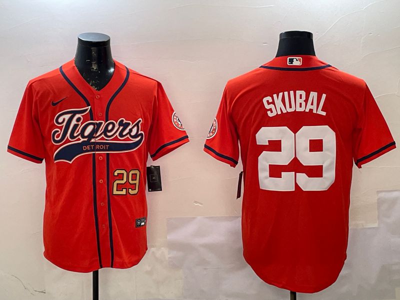 Men Detroit Tigers #29 Skubal Orange Joint Name 2025 Nike MLB Jersey style 4->detroit tigers->MLB Jersey